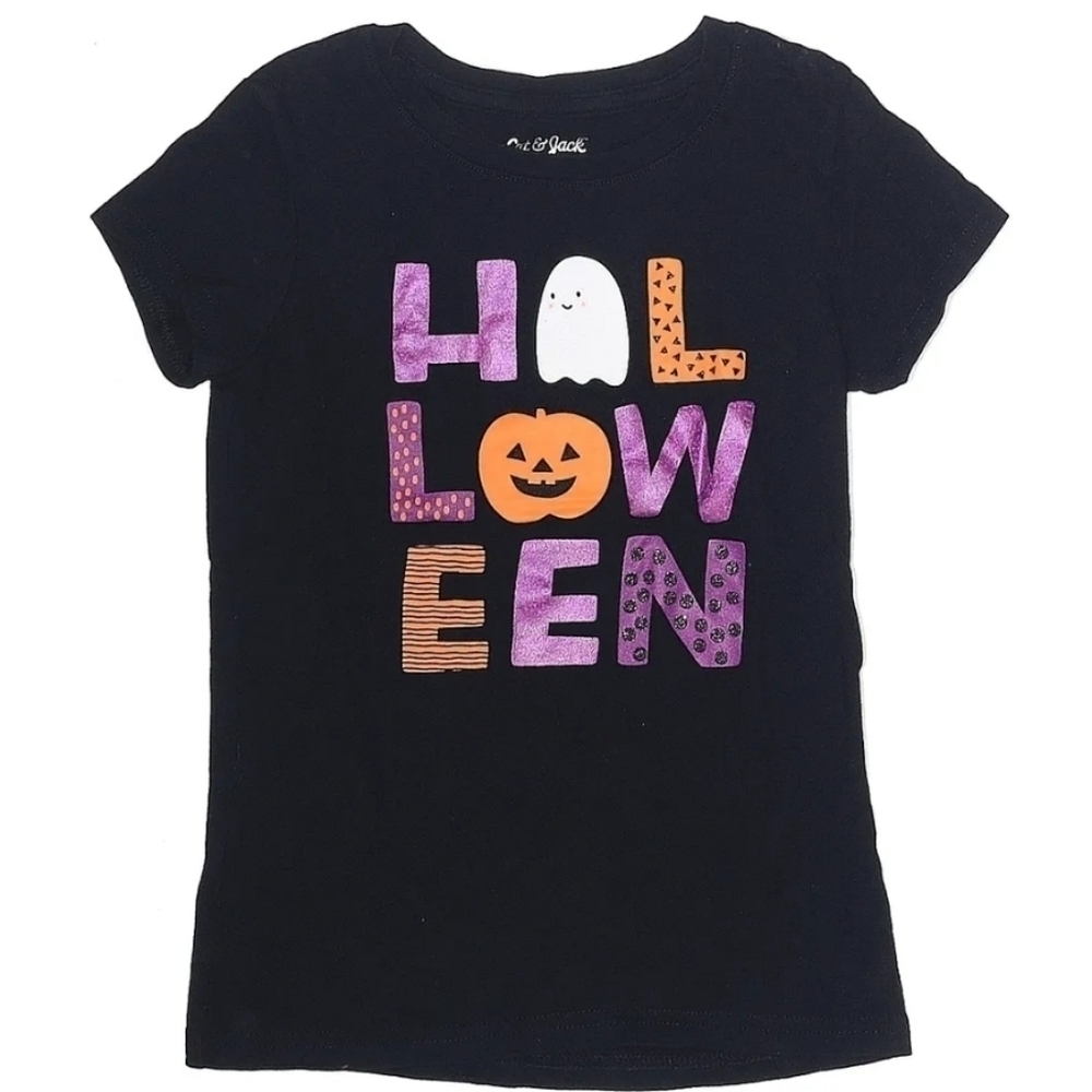 Cat & Jack Girls Black Short Sleeve T-Shirt large (10/12)